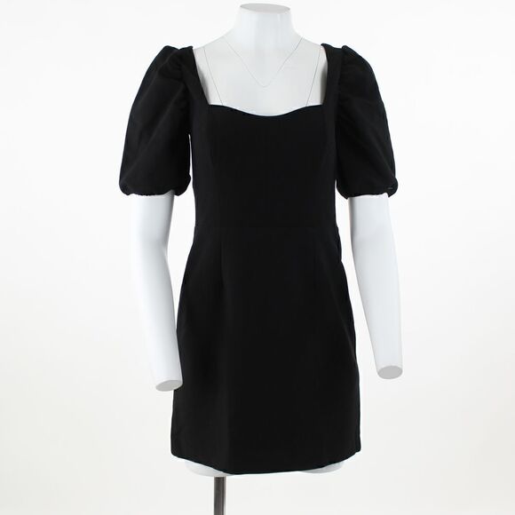 French Connection Whisper Back Cutout A-Line Dress in Black - Picture 2 of 5